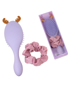 SET SPAZZOLA+SCRUNCHIE REINDEER LILAC P